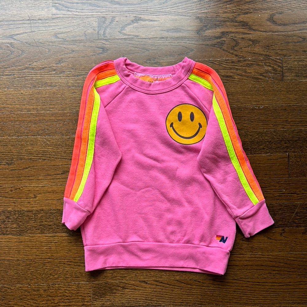 Aviator Nation Pink and Yellow Smiley Sweatshirt